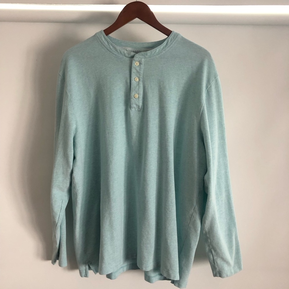 L.L. Bean Light Blue Cotton-Linen Blend Shirt
